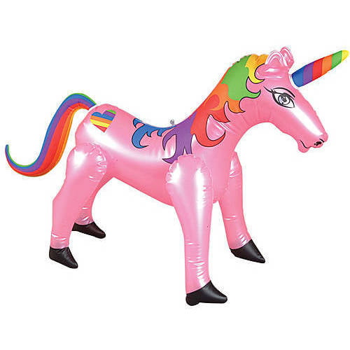Inflatable Unicorn with Rainbow Mane and Tail Multicolour 50cm